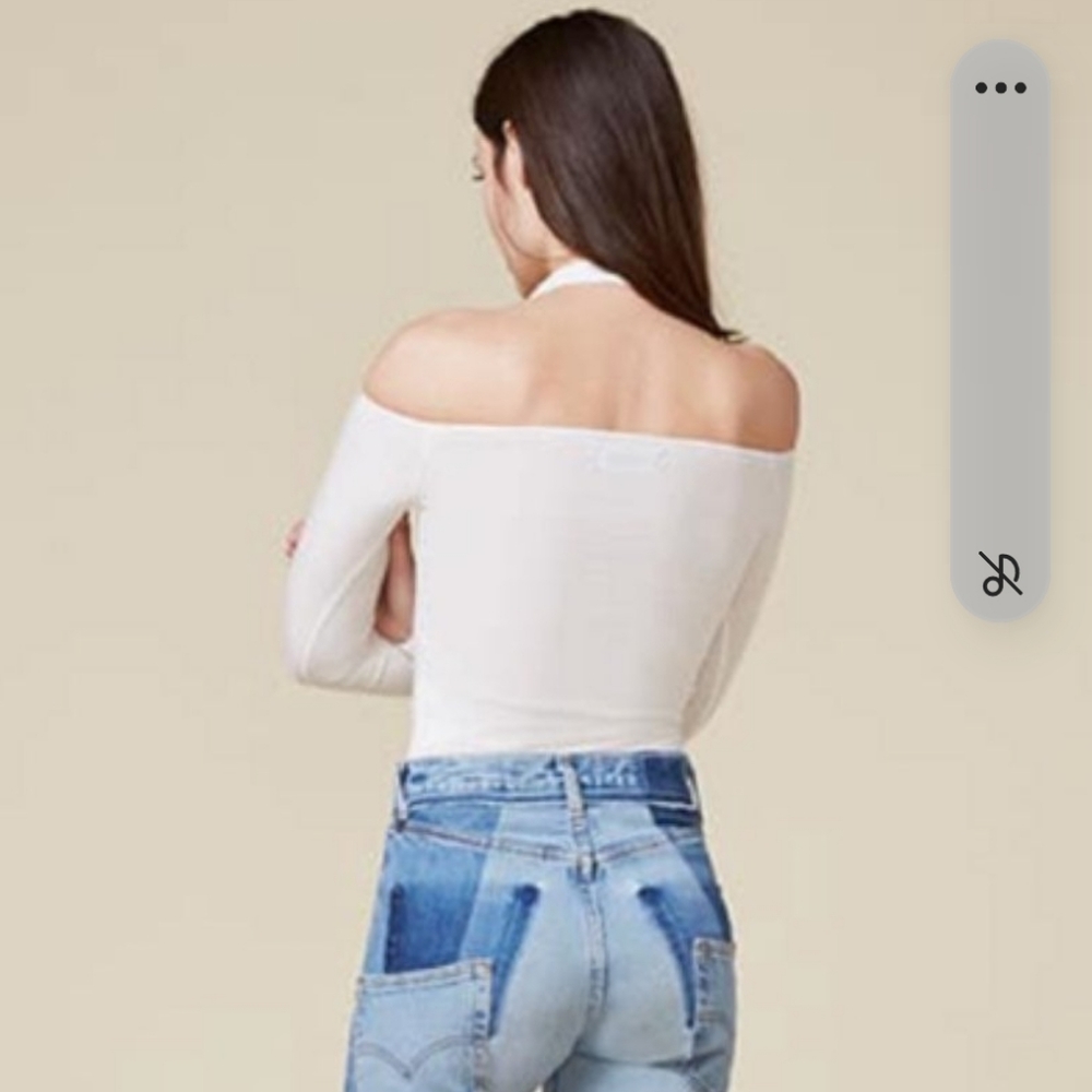 Reformation Regan White Off Ribbed Stretch Off Shoulder Top size M - Picture 2 of 5